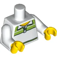 Torso Tennis Polo Shirt with Lime Print, White Arms, Yellow Hands