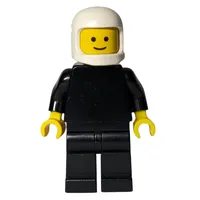 Racer, Plain Black, White Helmet (3842b Helmet)