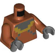 Torso Pixelated Dark Bluish Gray and Yellow Squares print, Dark Orange Arms, Dark Bluish Gray Hands