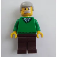 Man, Green V-Neck Sweater, Dark Brown Legs, Moustache