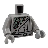 Torso Cracked Statue, Ninja Robe with Sand Green Vine and Gold Thorns Front and Back Print, Light Bluish Gray Arms and Hands