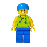 Man, Lime Hoodie, Blue Legs, Dark Azure Helmet