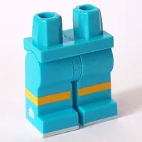 Hips with Medium Azure Legs with Yellow Knees, White Sports Logo and Boots Print