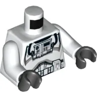 Torso Armor Clone Pilot Detailed Print, White Arms, Black Hands