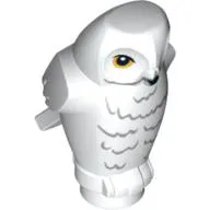 Animal, Bird, Owl Small, Angular Features with Yellow Eyes and Light Bluish Gray Rippled Chest Feathers Print