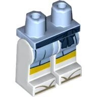 Hips and White Legs with Dark Blue Sash, Bright Light Blue Skirt, Yellow Knees and Dark Tan Zori Sandals Print