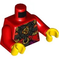 Torso Armor, Black Chest Panel with Gold Tubes Print, Red Arms, Yellow Hands