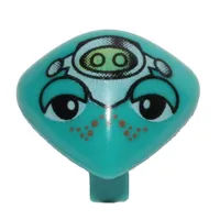 Minifig Head Special with Clip and Lime and White Head Device and Orange Freckles Print (Martian)