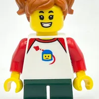 Kid - White Torso, Dark Green Legs, Dark Orange Hair