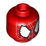 Minifig Head Hobie Brown, Silver Disorganized Spider Webbing, White Eyes with Dripping Black Border