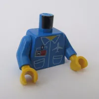Torso Jacket, Pockets, ID and Plane Logo Print, Blue Arms, Yellow Hands