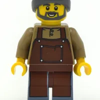 Barista, Reddish Brown Apron, Sand Blue Legs, Dark Bluish Gray Beanie Hat