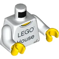 Torso 'LEGO House' / LEGO Logo Back Print, White Arms, Yellow Hands