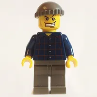 Criminal, Dark Blue Plaid Shirt, Dark Gray Hat, Gold Tooth