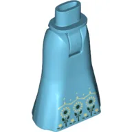 Minidoll Hips and Full Length Skirt with 3 Large and 4 Small Flowers print