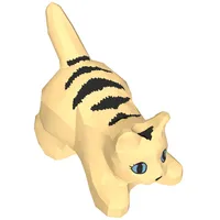 Animal, Cat, Kitten Crouching with Black Eyes, Nose, and Stripes Print