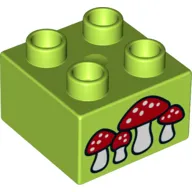 Duplo Brick 2 x 2 with Mushrooms print