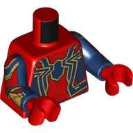 Torso, Iron Spider-Man, Dark Blue Spider, Gold Outlines, Arm Print, Dark Blue Arms, Red Hands