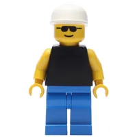 Man, Black Torso, Blue Legs, White Cap, Sunglasses