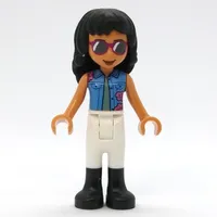 Savannah - Medium Blue Jacket, White Pants, Black Hair