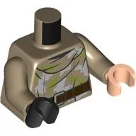 Torso, Olive Green/Light Bluish Grey Camouflage, Dark Brown Belt print, Odd Hands, Dark Tan Arms, Left Light Nougat Hand, Right Black Hand