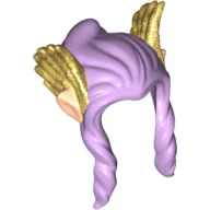 Hair Long Braided Front and Bun with Wings Pearl Gold and Light Nougat Elf Ears Print