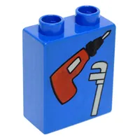 Duplo Brick 1 x 2 x 2, with Electric Drill and Wrench Print
