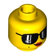 Minifig Head Trendsetter, Sunglasses, Red Lips and Smirk Print [Blocked Open Stud]