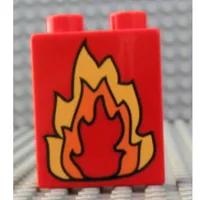 Duplo Brick 1 x 2 x 2 with Fire Print
