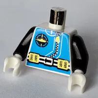 Torso Wetsuit, Aquanaut Sub Logo, Zipper, and Weight Belt Print, Black Arms, White Hands