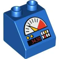 Duplo Brick 2 x 2 Slope 45° with Gauge, Buttons, Display with '34.50' Print