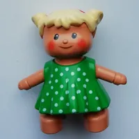 Duplo Doll, Green Dress with White Polka Dots Print (Baby)