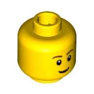 Minifig Head, Brown Eyebrows, Thin Grin, Eyes with White Pupils Print