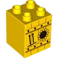 Duplo Brick 2 x 2 x 2 with Sunflower and Two Arrows Print