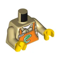 Torso Shirt under Orange Apron with Green Leaf Print, Tan Arms, Yellow Hands