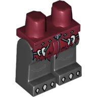 Hips and Black Legs with Dark Red Loincloth, White Spikes and White Claws Print