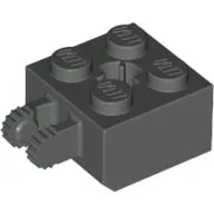 Hinge Brick 2 x 2 Locking with 2 Fingers Vertical and Axle Hole, 9 Teeth