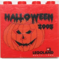 Brick 2 x 4 x 3 with 'LEGOLAND Deutschland HALLOWEEN 2005', Pumpkin Print