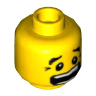 Minifig Head, Eyebrows, Crows Feet, Open Mouth Scared / Mischievous