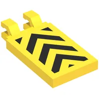 Tile Special 2 x 3 with Horizontal Clips with Yellow and Black Danger Chevron Print