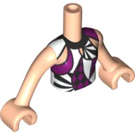 Minidoll Torso Girl with White/Magenta/Black Shapes Shirt Print, Light Nougat Arms and Hands