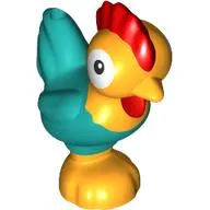 Animal, Chicken Leaning with Dark Turquoise Tail and Red Comb Print (Moana Heihei)