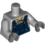 Torso Shirt with Dark Blue Overalls, Burn Holes and Copper Buckles Print, Light Bluish Gray Arms, Dark Bluish Gray Hands