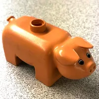 Duplo Animal Pig, Tall, Black and White Eyes (Old Style)