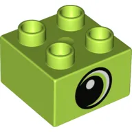 Duplo Brick 2 x 2 with Eye Looking Left with White Pupil Print