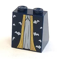 Slope 65° 2 x 2 x 2 with Bottom Tube with Robe with White Bats and Gold Trim, White Skirt Print