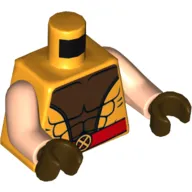 Torso Muscles with Dark Brown Center and Red Belt with Buckle Print, Light Nougat Arms, Dark Brown Hands