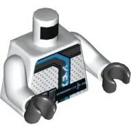 Torso Robe, Small Silver Triangles, Dark Azure Stripe, and Black Utility Belt Print, White Arms, Black Hands