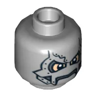 Minifig Head Dr Doom, Metal Mask and Yellow Eyes Print [Hollow Stud]