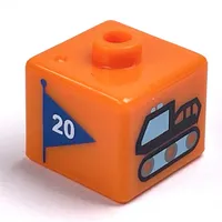 Pen Bead, Square with Tracked Snow Truck and Flag Print